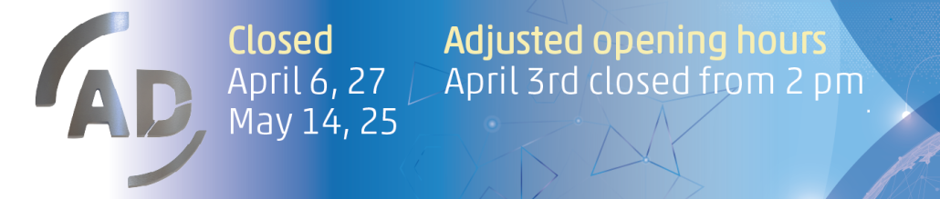 Aangepaste openingstijden april en mei 2026